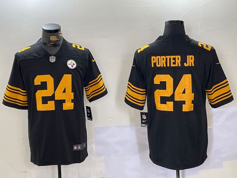 Men Pittsburgh Steelers #24 Porter jr Black 2024 Nike Limited NFL Jersey style 2->pittsburgh steelers->NFL Jersey